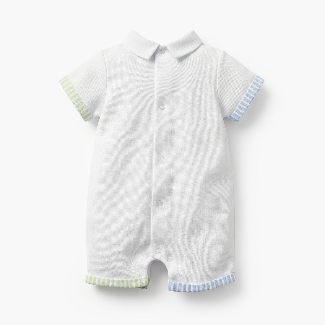 Juniors Collared Short Sleeves Romper with Bear Embroidery