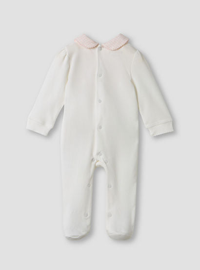 Giggles Bow Accent Collared Closed Feet Sleepsuit with Long Sleeves-baby-girls-clothing-nightwear-sleepsuits-image-2