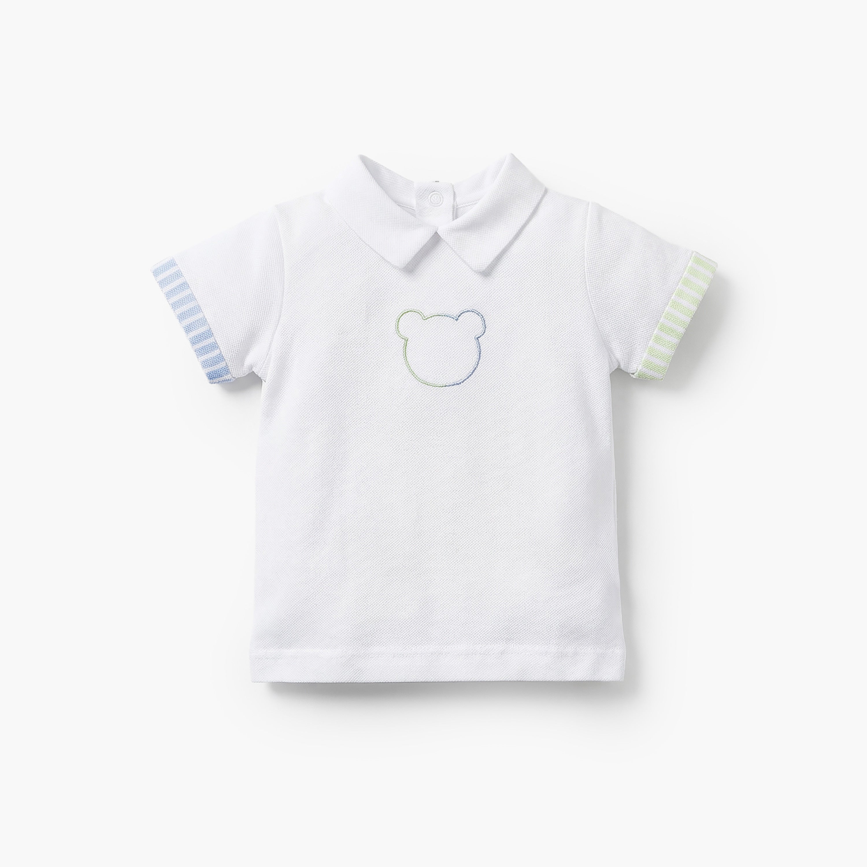 Juniors Collared Short Sleeves Polo T-shirt and Shorts Set with Stripes