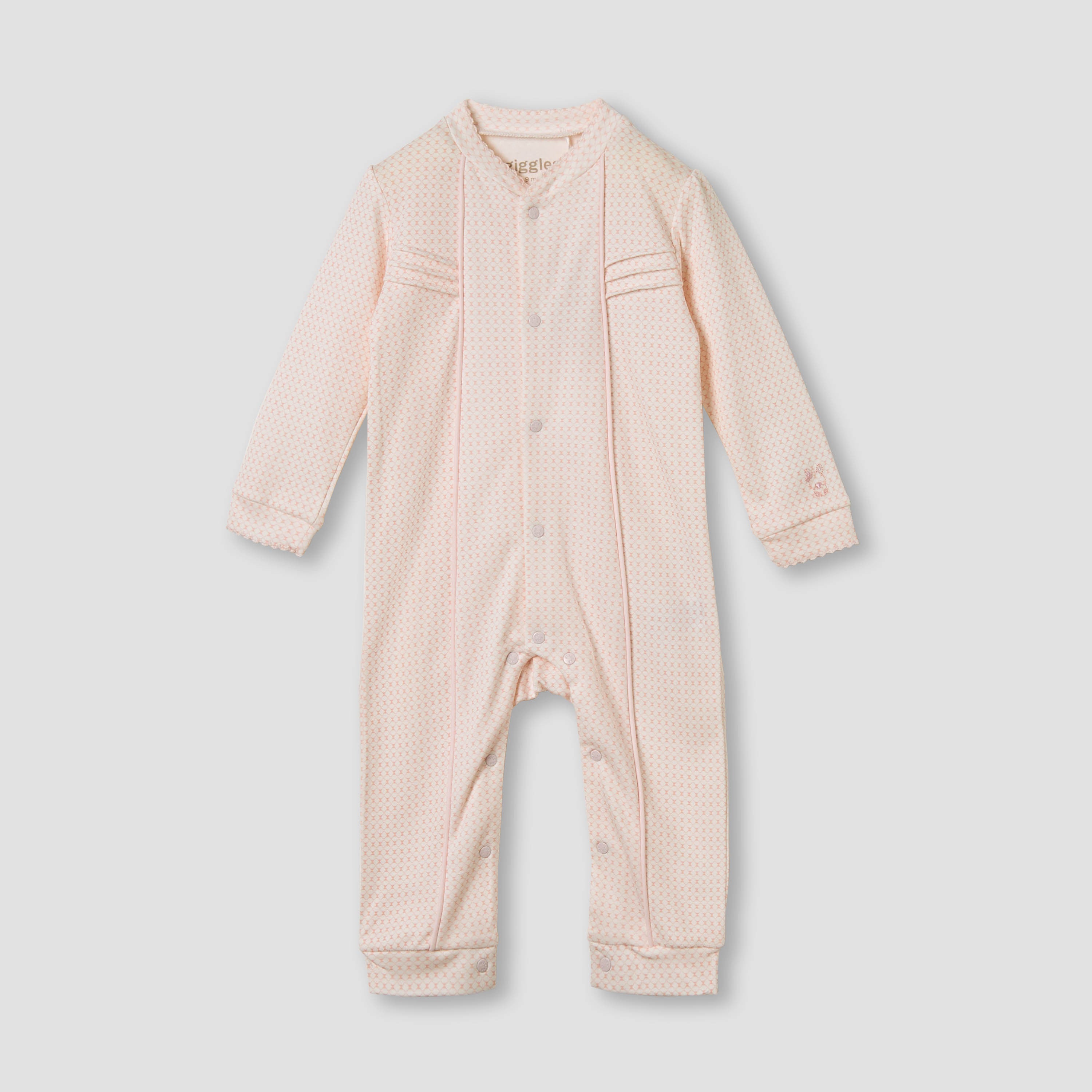 Giggles Printed Sleepsuit with Pintuck Detail - Pink / 12-18 mths