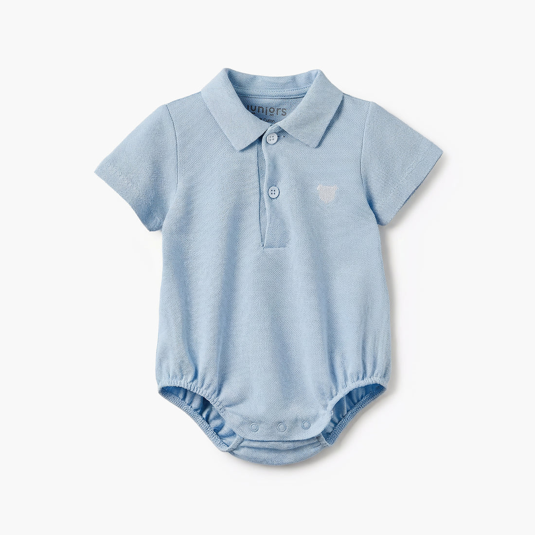 Juniors Collared Short Sleeves Bodysuit with Textured Design - Blue / 12-18 mths