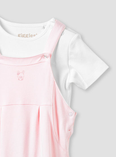 Giggles Embroidered Dungaree and T-shirt Set-baby-girls-clothing-setsandcoords-image-4
