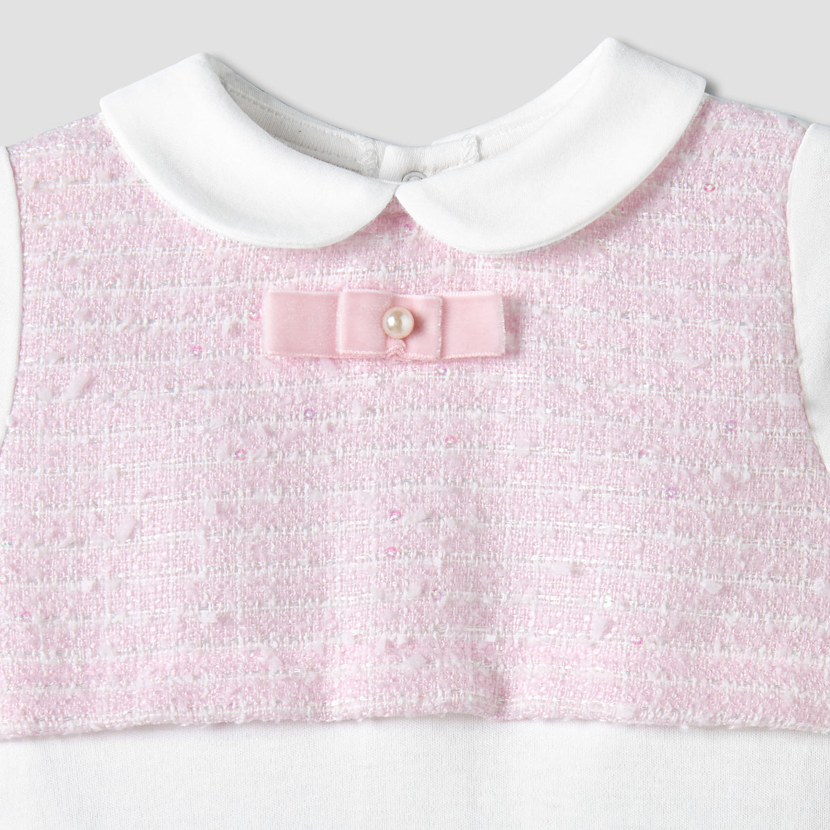 Giggles Supima Cotton Collared Long Sleeves Sleepsuit with Bow Detail
