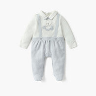 Giggles Bear Applique Closed Feet Sleepsuit with Long Sleeves-undefined-image-1