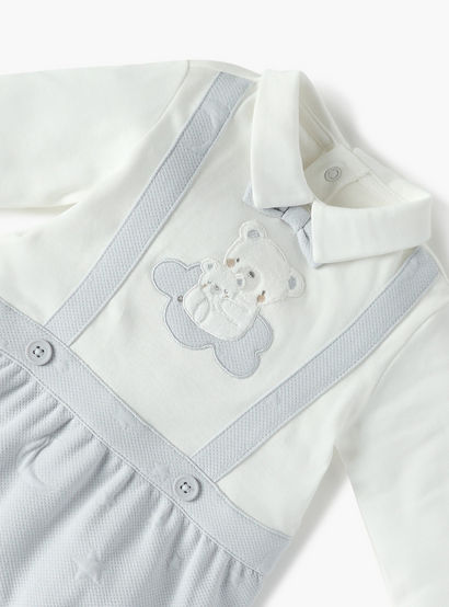 Giggles Bear Applique Closed Feet Sleepsuit with Long Sleeves-baby-boys-clothing-nightwear-sleepsuits-image-3