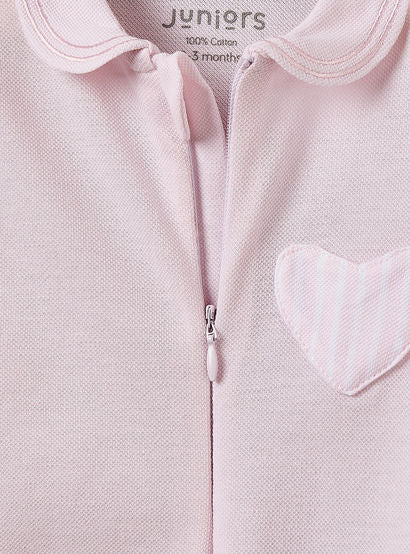 Juniors Cotton Peter Pan Collar Long Sleeves Sleepsuit with Heart Applique-baby-girls-clothing-nightwear-sleepsuits-image-4