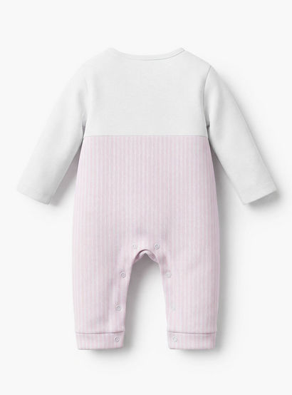 Juniors Cotton Round Neck Long Sleeves Sleepsuit with Stripes-baby-girls-clothing-nightwear-sleepsuits-image-3
