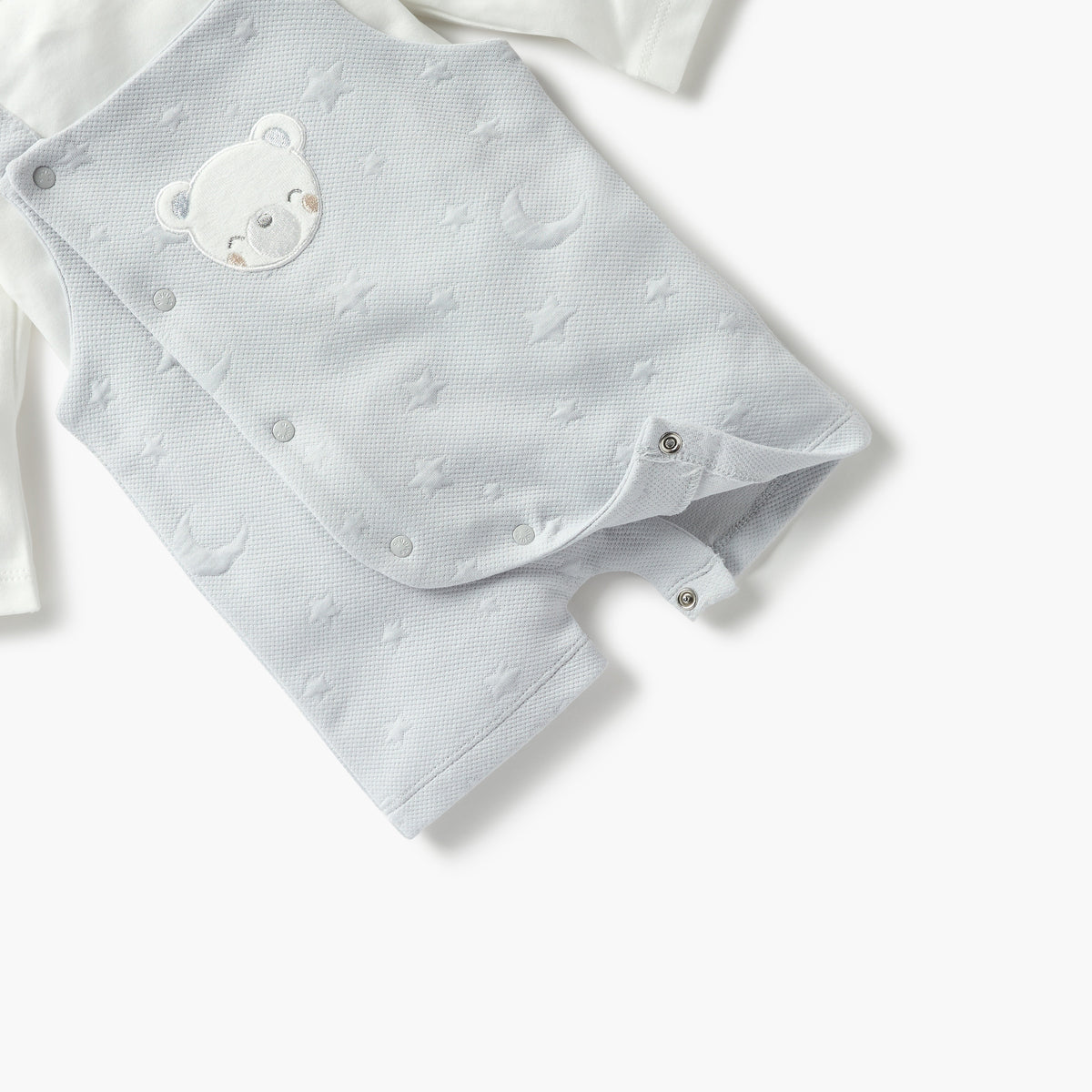 Giggles Bear Applique Dungaree and Long Sleeves T-shirt Set