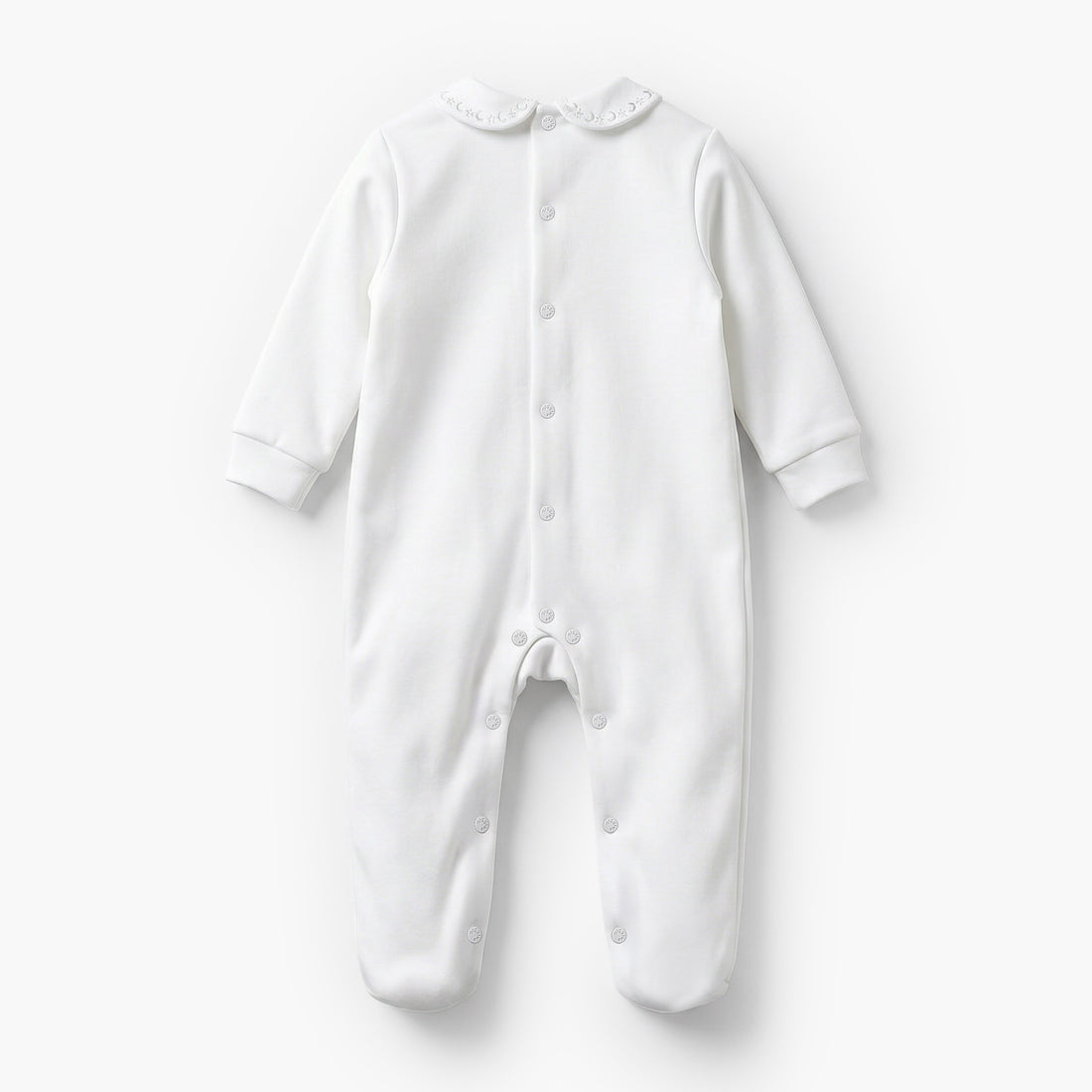 Giggles Cotton Peter Pan Collar Long Sleeves Sleepsuit with Embroidered Detail