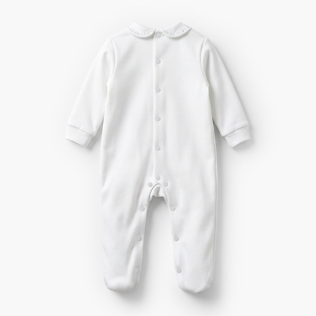 Giggles Cotton Peter Pan Collar Long Sleeves Sleepsuit with Embroidered Detail