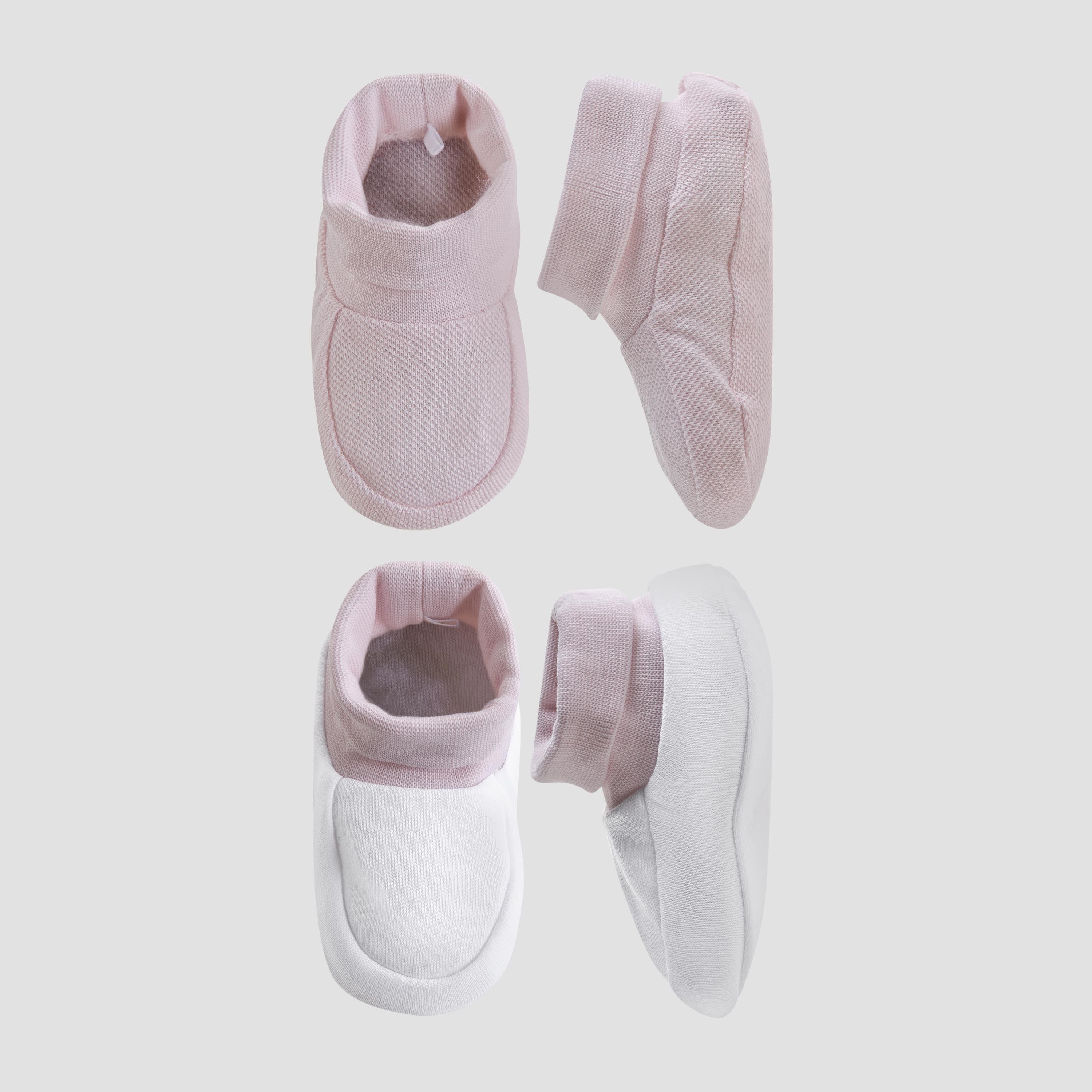 Pack of 2 Juniors Booties with Elasticated Cuff, Textured Design - Pink / 0-6 mths