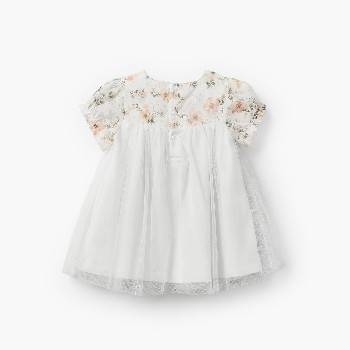 Giggles Square Neck Short Sleeves A-line Dress with Schiffli Embroidery