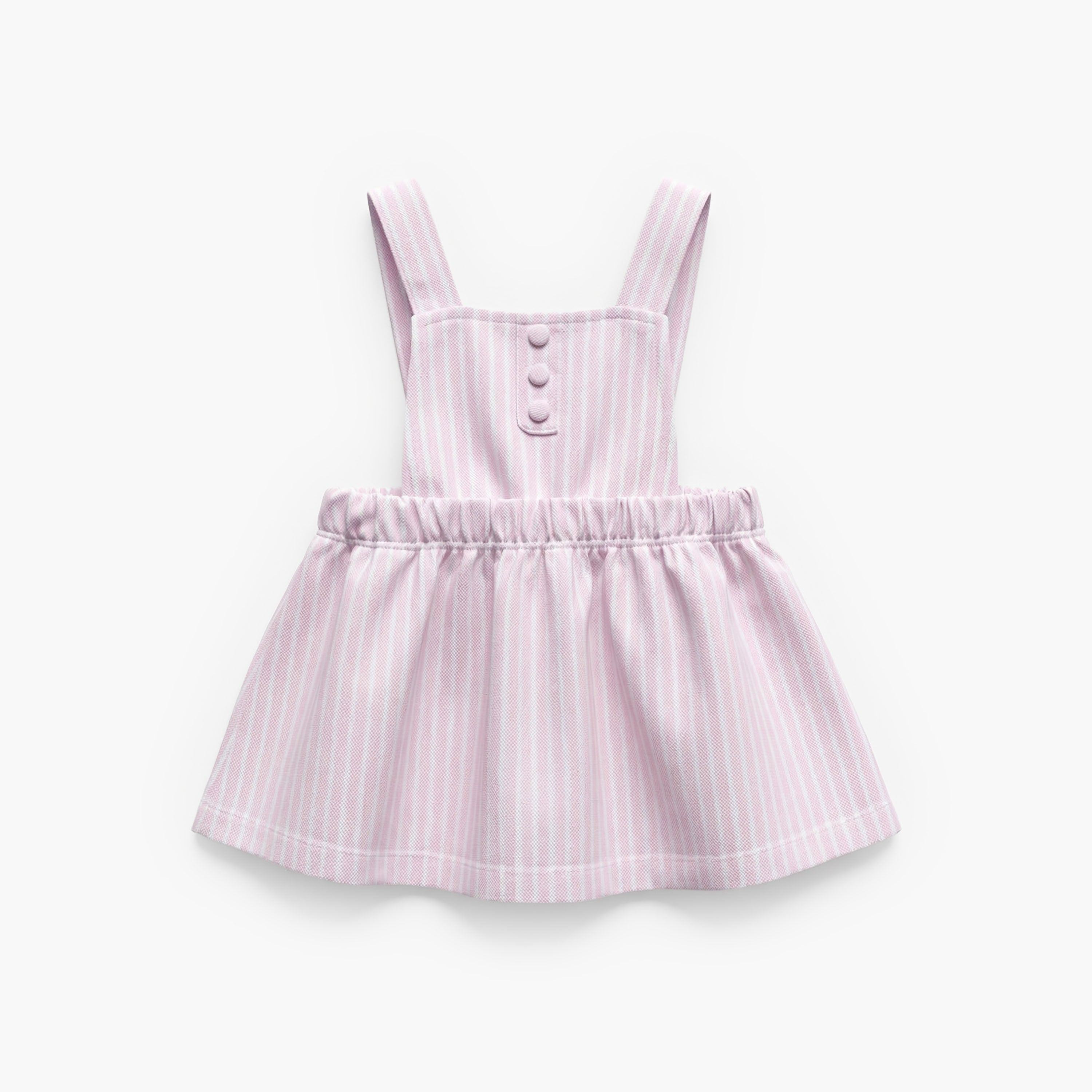 Juniors Round Neck Short Sleeves T-shirt and Pinafore Set with Stripes