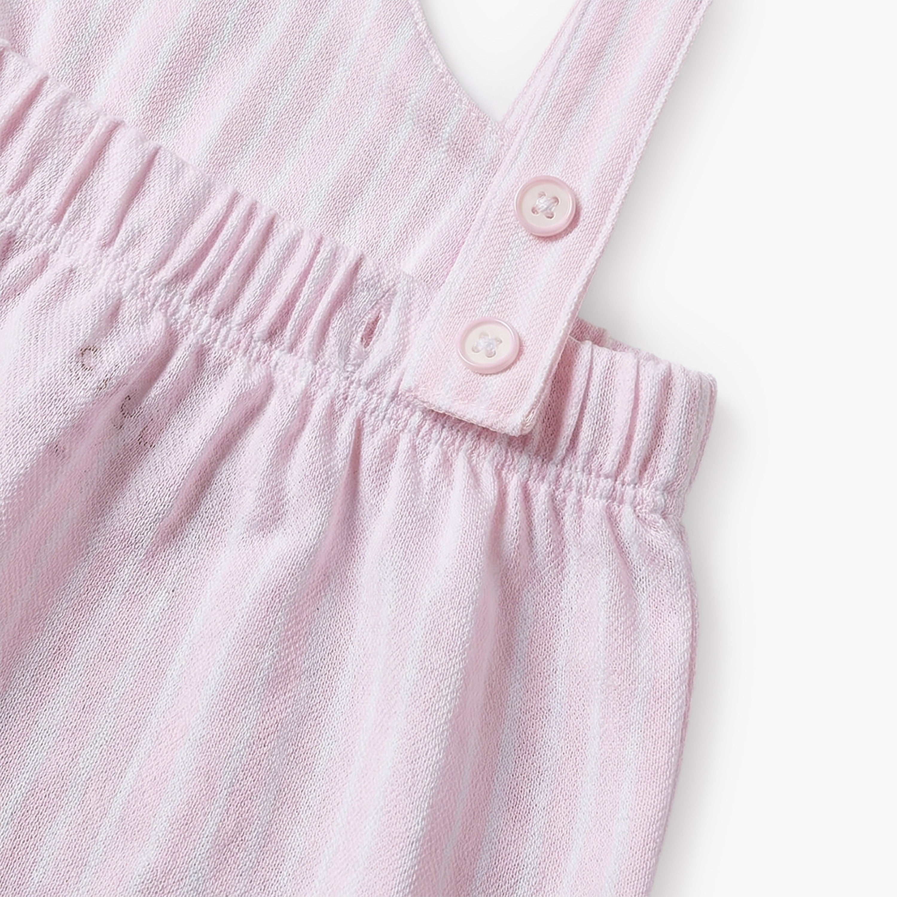Juniors Round Neck Short Sleeves T-shirt and Pinafore Set with Stripes