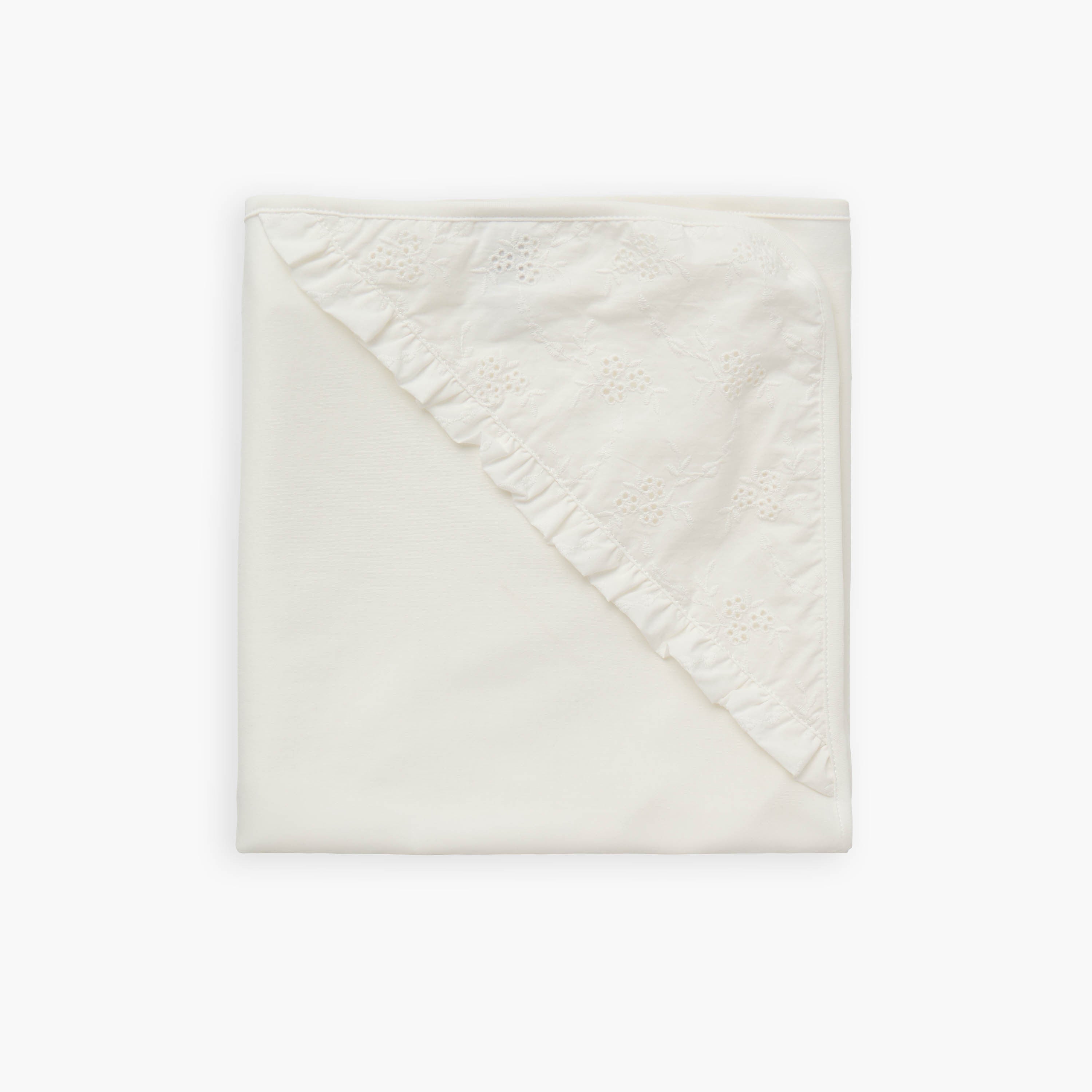 Giggles Receiving Blanket with Floral Embroidery