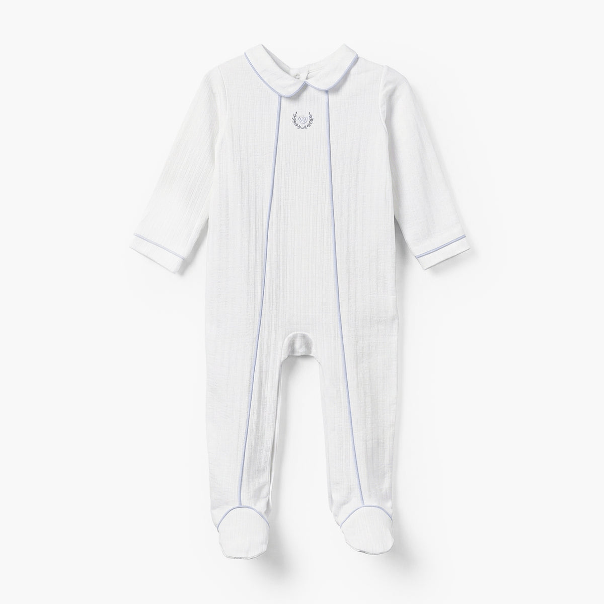 Giggles Cotton Peter Pan Collar Long Sleeves Sleepsuit with Embroidered Detail