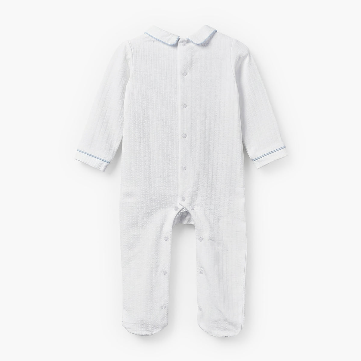 Giggles Cotton Peter Pan Collar Long Sleeves Sleepsuit with Embroidered Detail