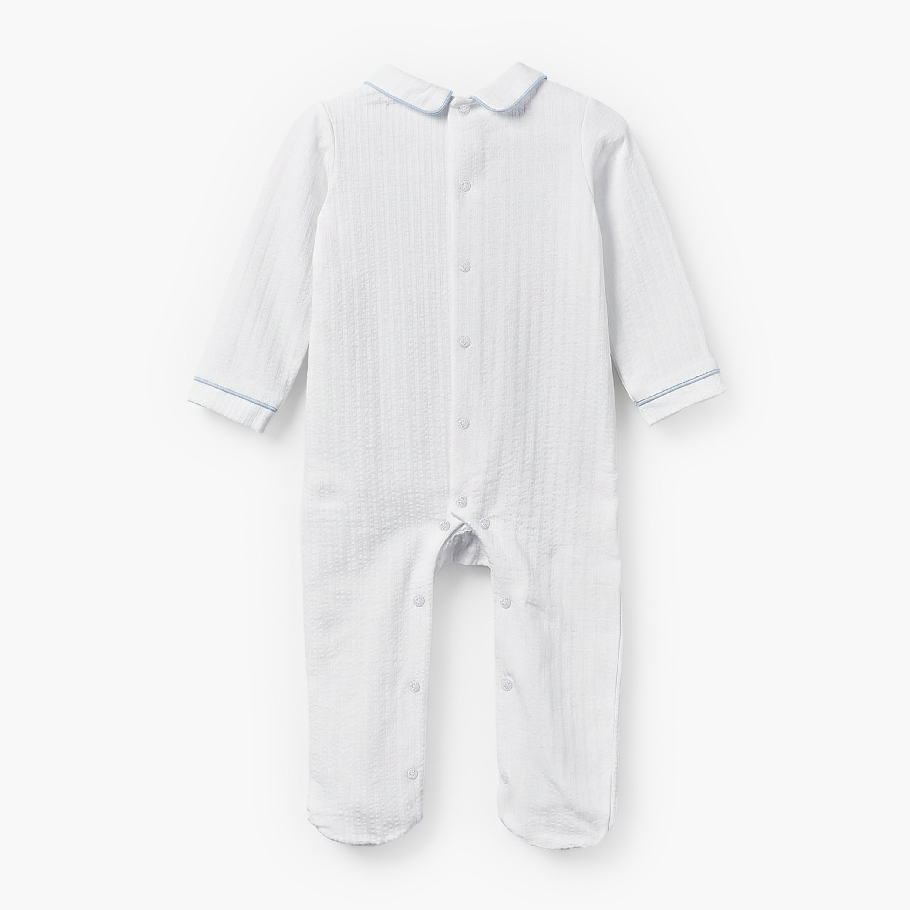 Giggles Cotton Peter Pan Collar Long Sleeves Sleepsuit with Embroidered Detail