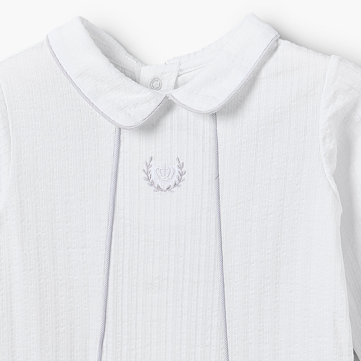 Giggles Cotton Peter Pan Collar Long Sleeves Sleepsuit with Embroidered Detail