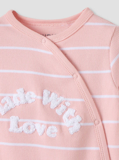 Juniors Striped Sleepsuit with Snap Button Closure-baby-girls-clothing-nightwear-sleepsuits-image-3