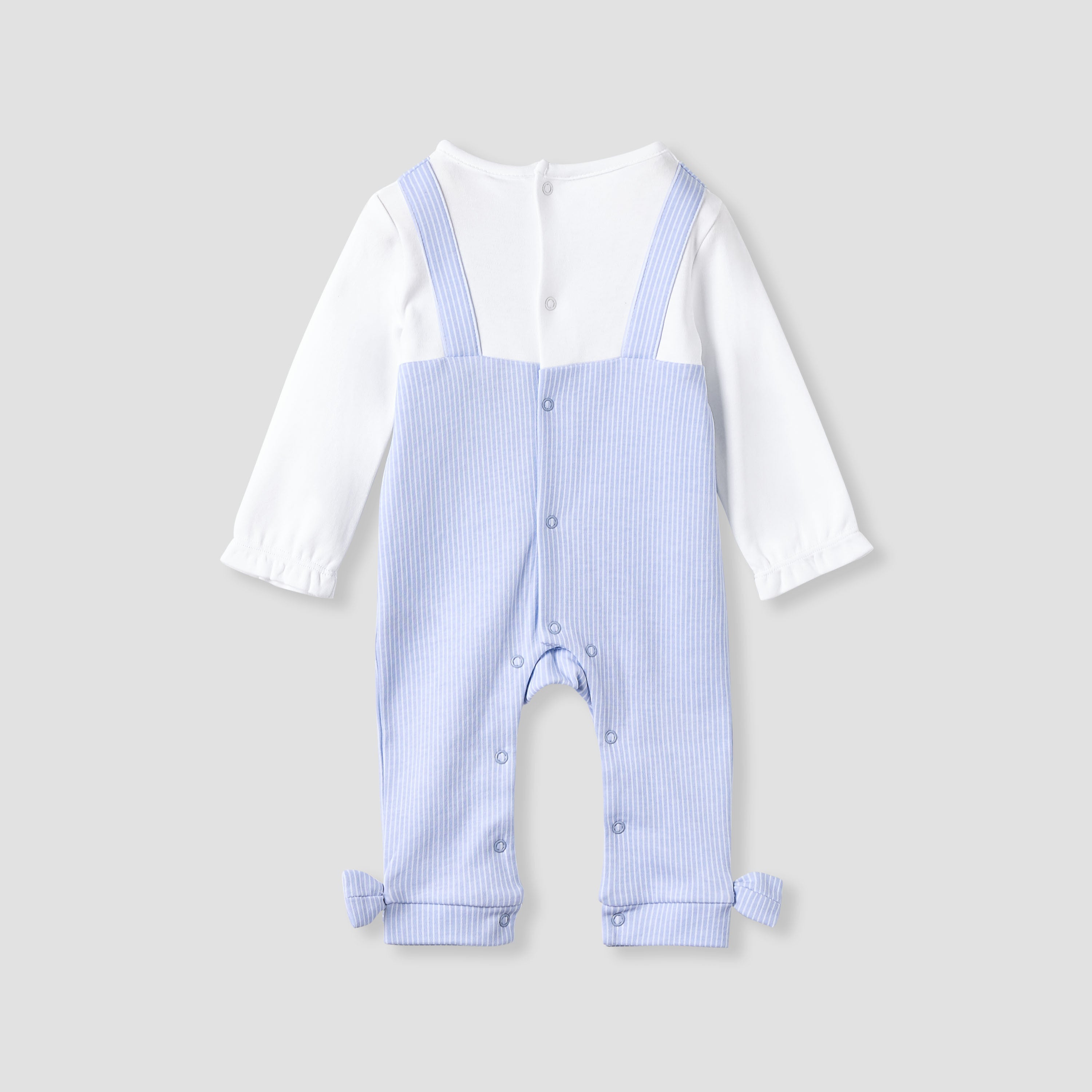 Juniors Striped Sleepsuit with Frill and Bow Detail
