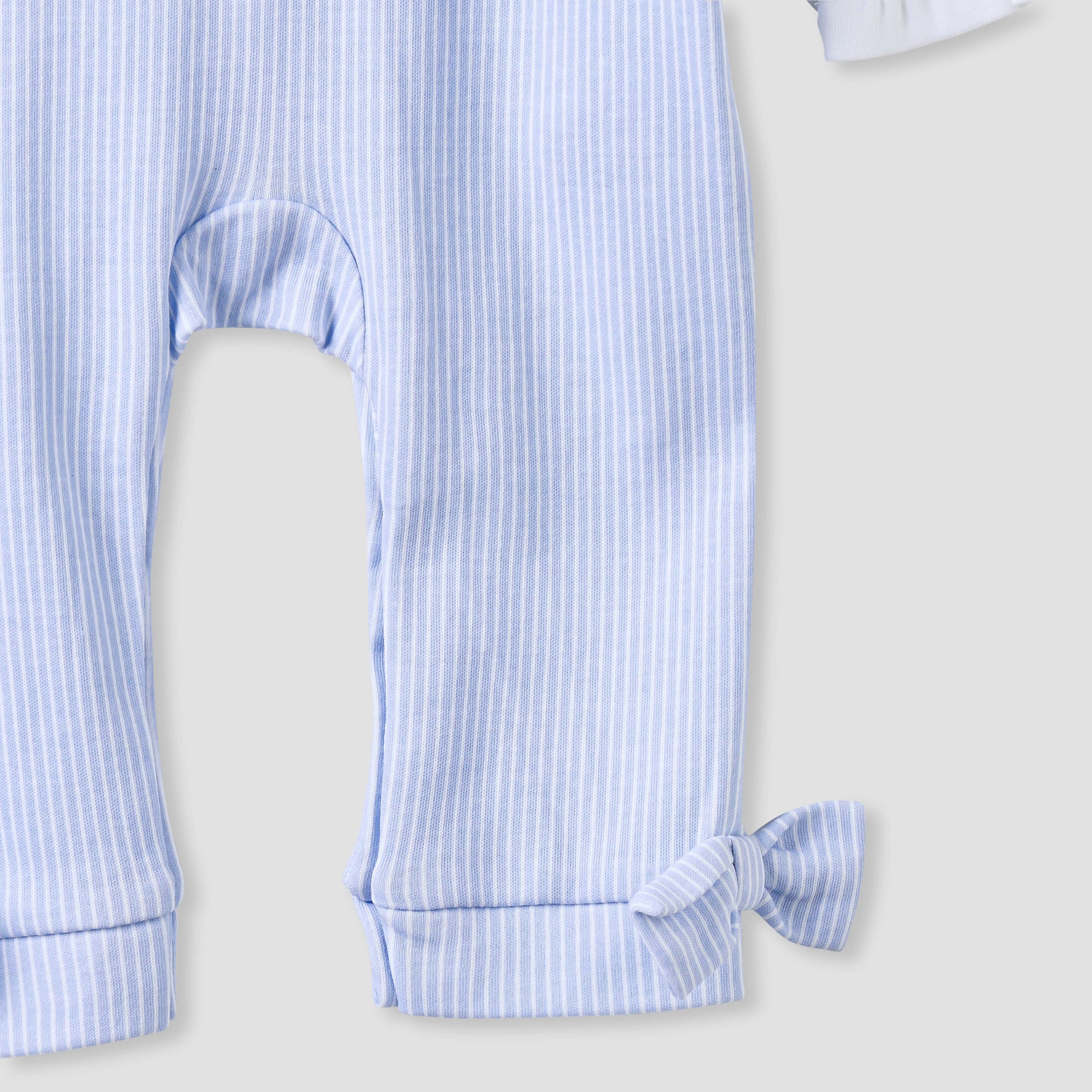 Juniors Striped Sleepsuit with Frill and Bow Detail