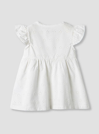 Juniors Girls Dress with Schiffli Texture - Cotton - Cap Sleeves - Round Neck - Knee Length-baby-girls-clothing-dressesandjumpsuits-image-2