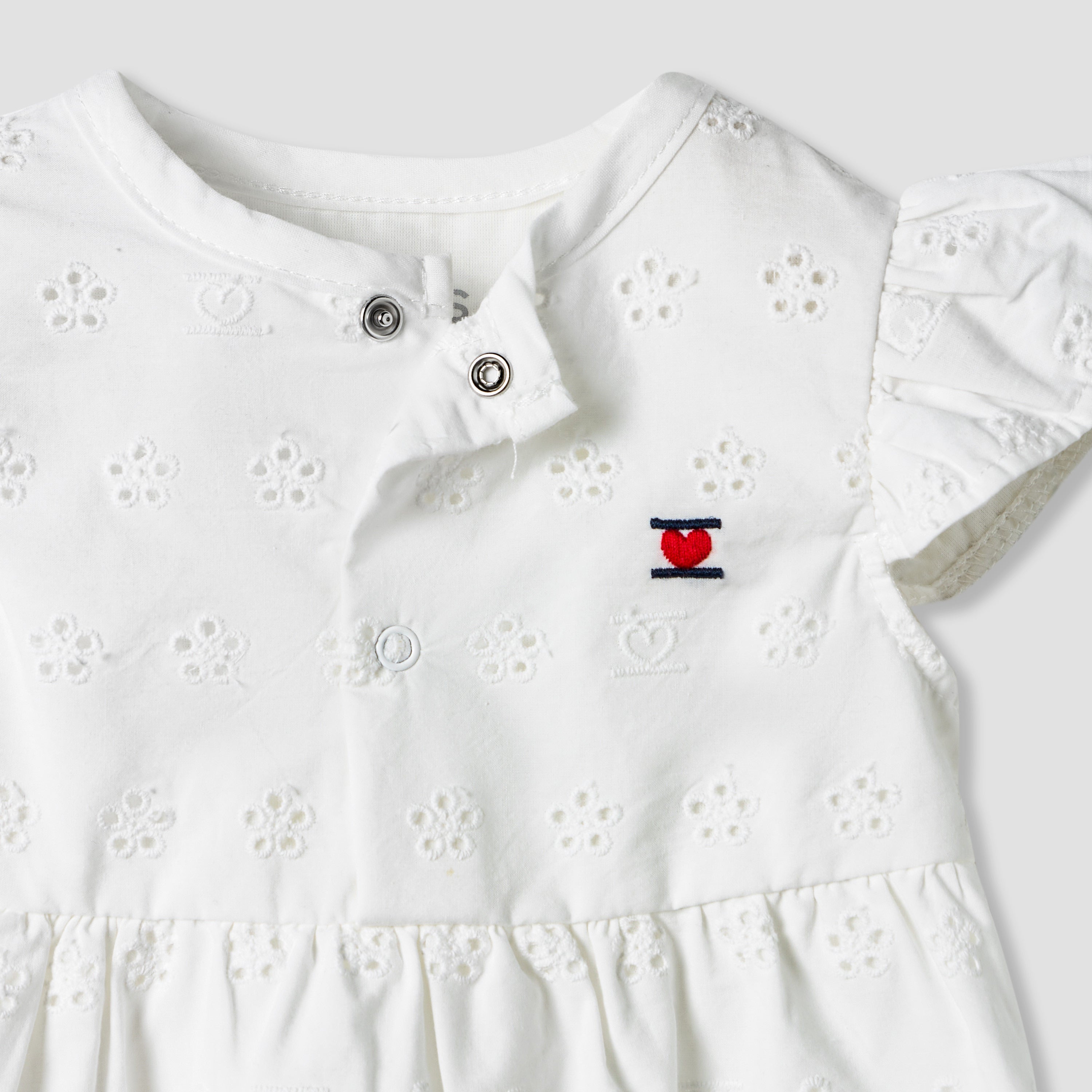Juniors Girls Dress with Schiffli Texture - Cotton - Cap Sleeves - Round Neck - Knee Length