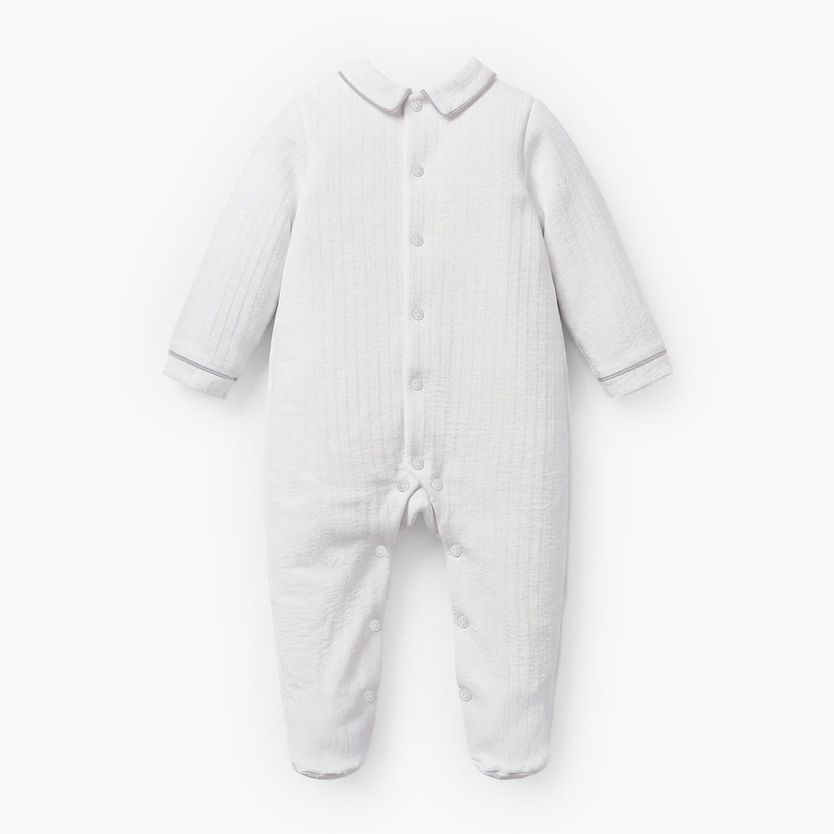 Giggles Cotton Collared Long Sleeves Sleepsuit with Textured Design
