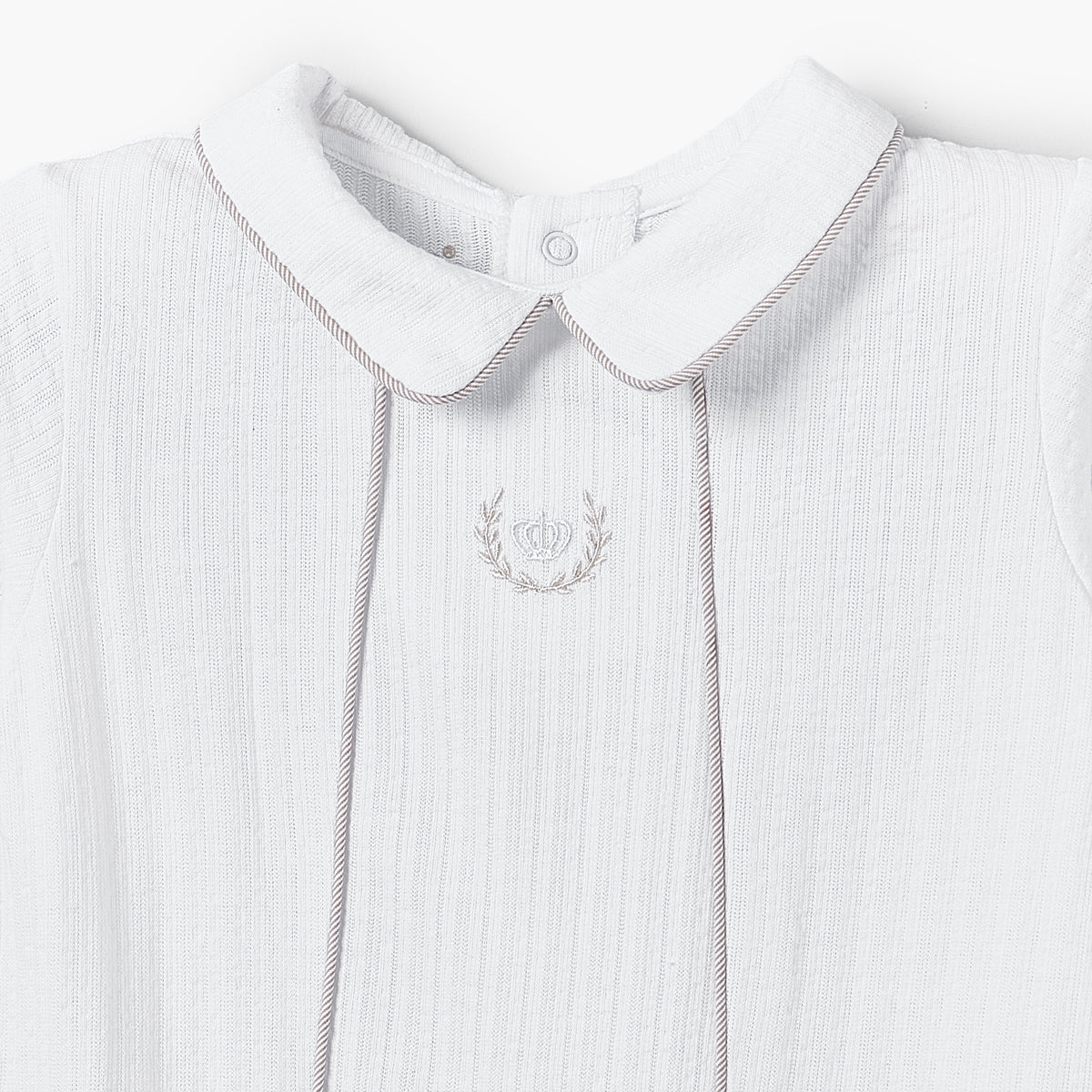 Giggles Cotton Collared Long Sleeves Sleepsuit with Textured Design