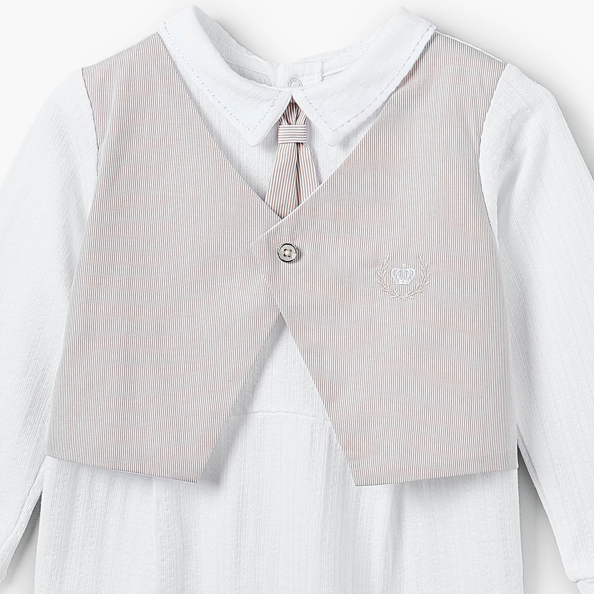 Giggles Cotton Collared Long Sleeves Sleepsuit with Waistcoat