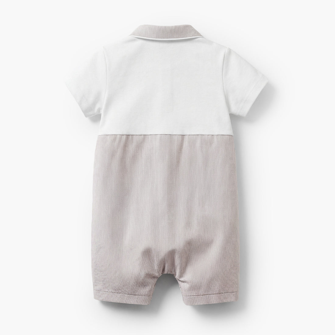 Giggles Collared Short Sleeves Romper with Stripes