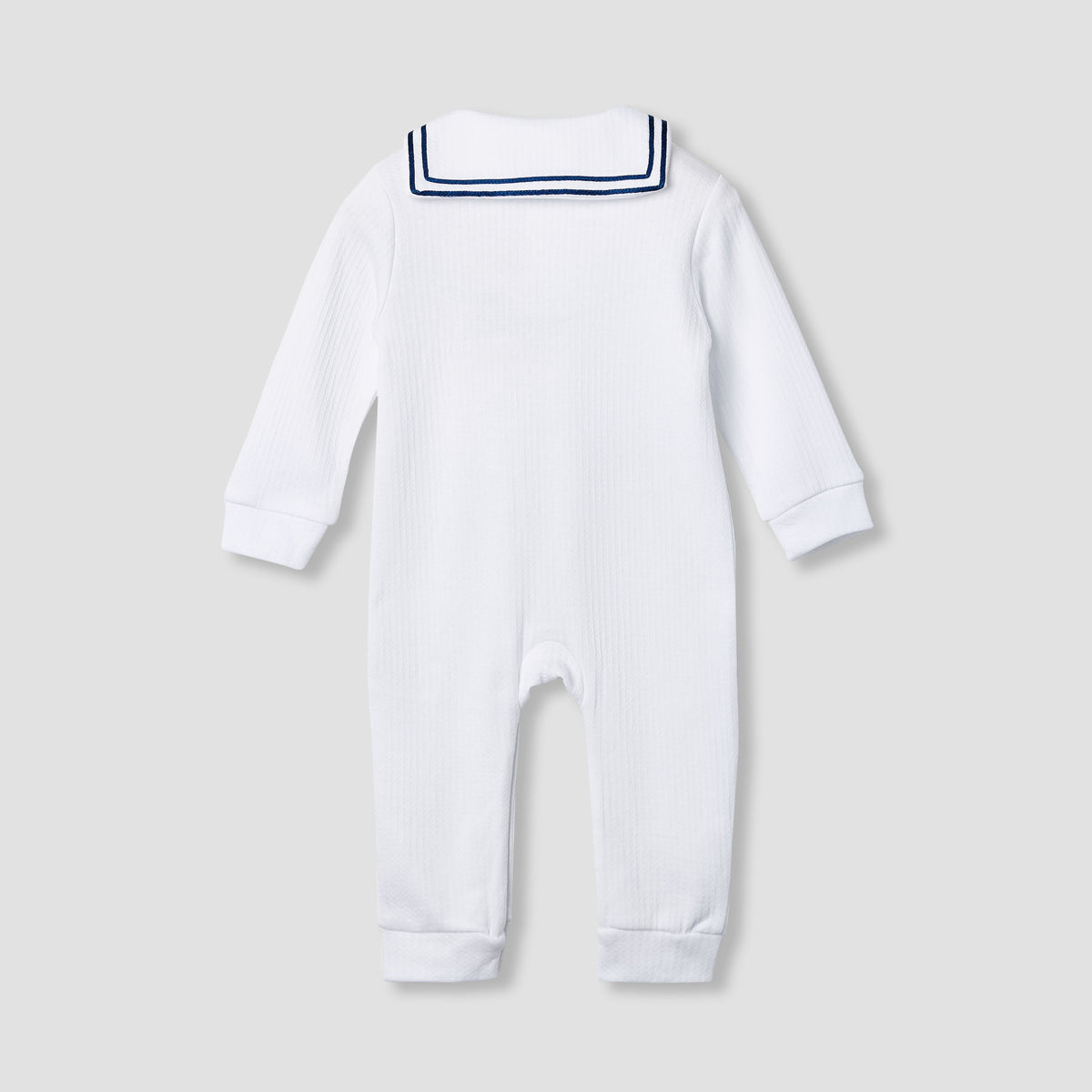 Giggles Ribbed Sailor Collar Sleepsuit with Long Sleeves