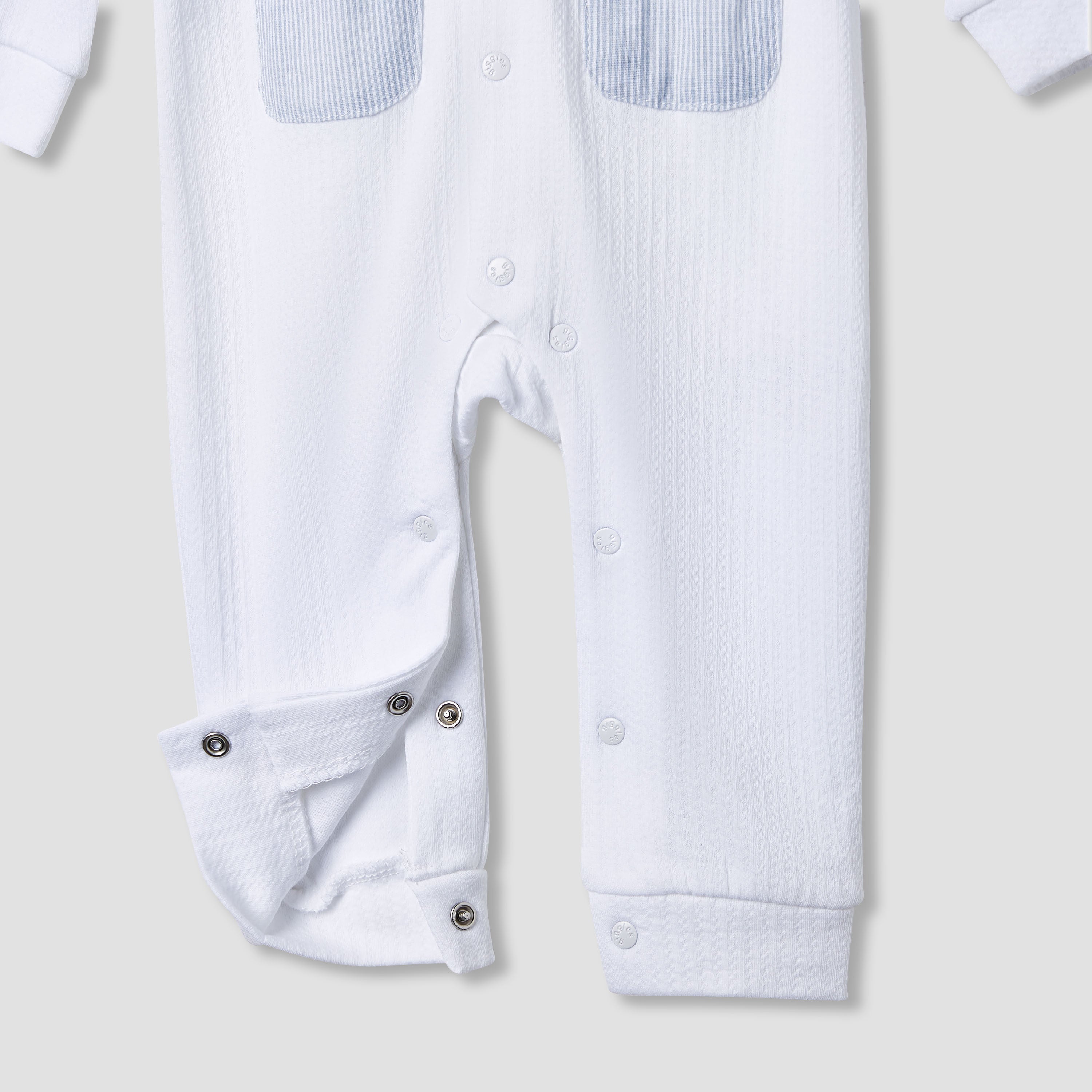 Giggles Ribbed Sailor Collar Sleepsuit with Long Sleeves