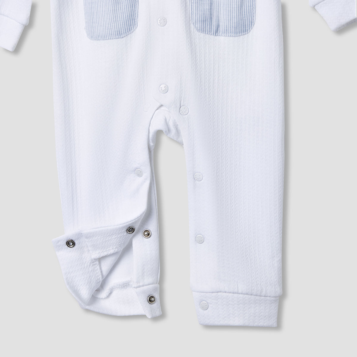 Giggles Ribbed Sailor Collar Sleepsuit with Long Sleeves