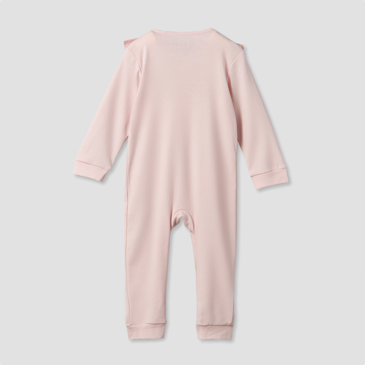 Giggles Cotton Round Neck Long Sleeves Sleepsuit with Embroidered Ruffles