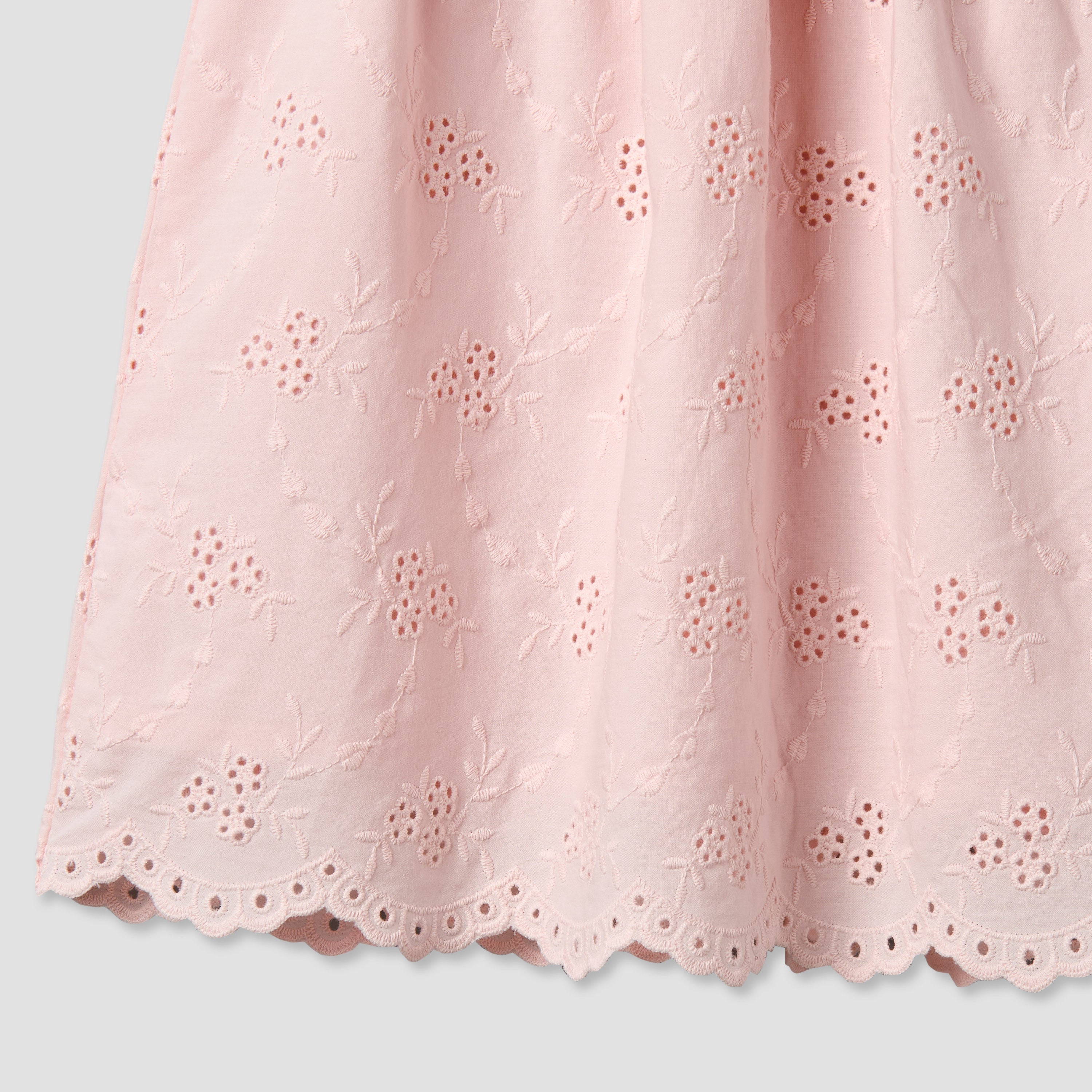 Giggles Square Neck Short Sleeve Dress with Embroidery