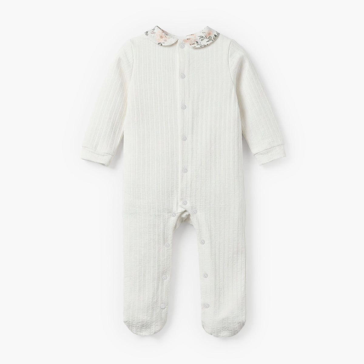 Giggles Cotton Peter Pan Collar Long Sleeves Sleepsuit with Floral Print