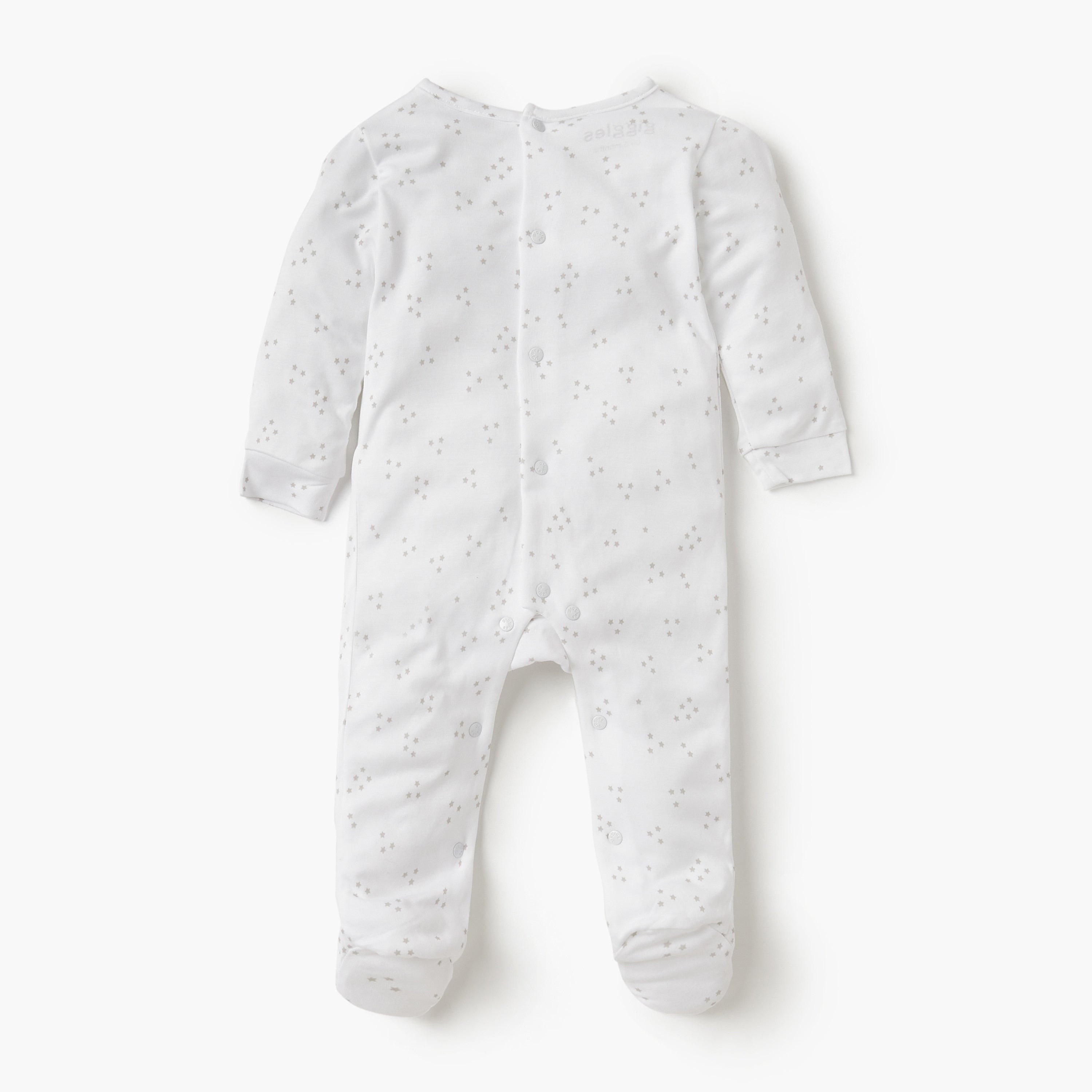 Giggles Star Print Closed Feet Sleepsuit with Long Sleeves