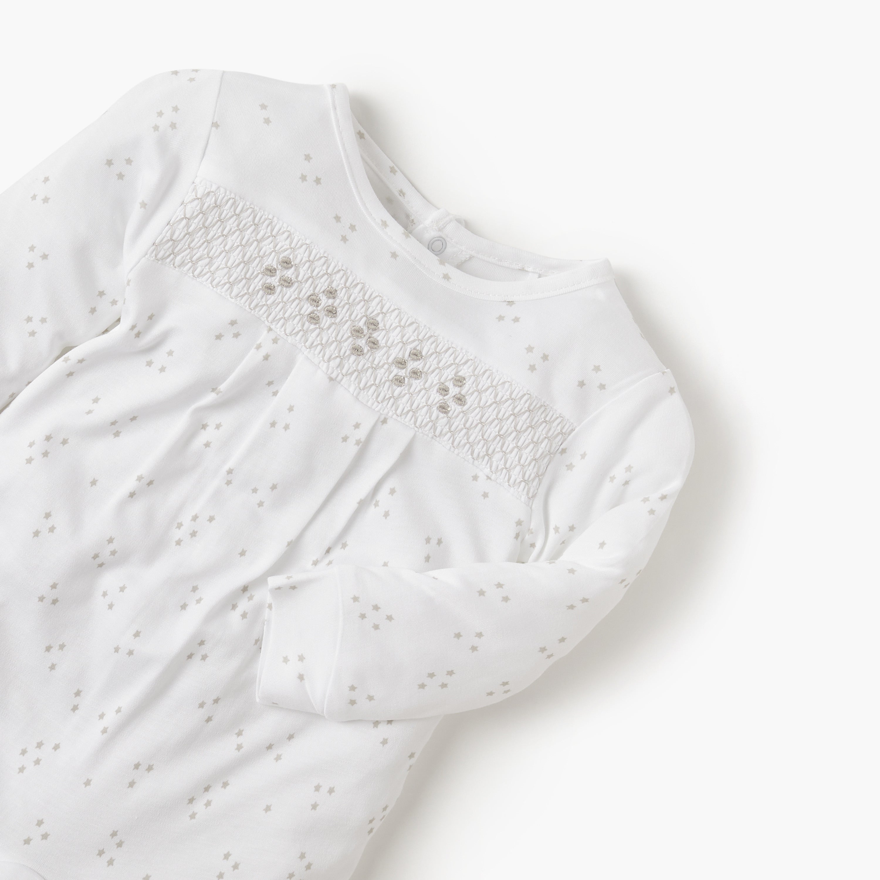 Giggles Star Print Closed Feet Sleepsuit with Long Sleeves