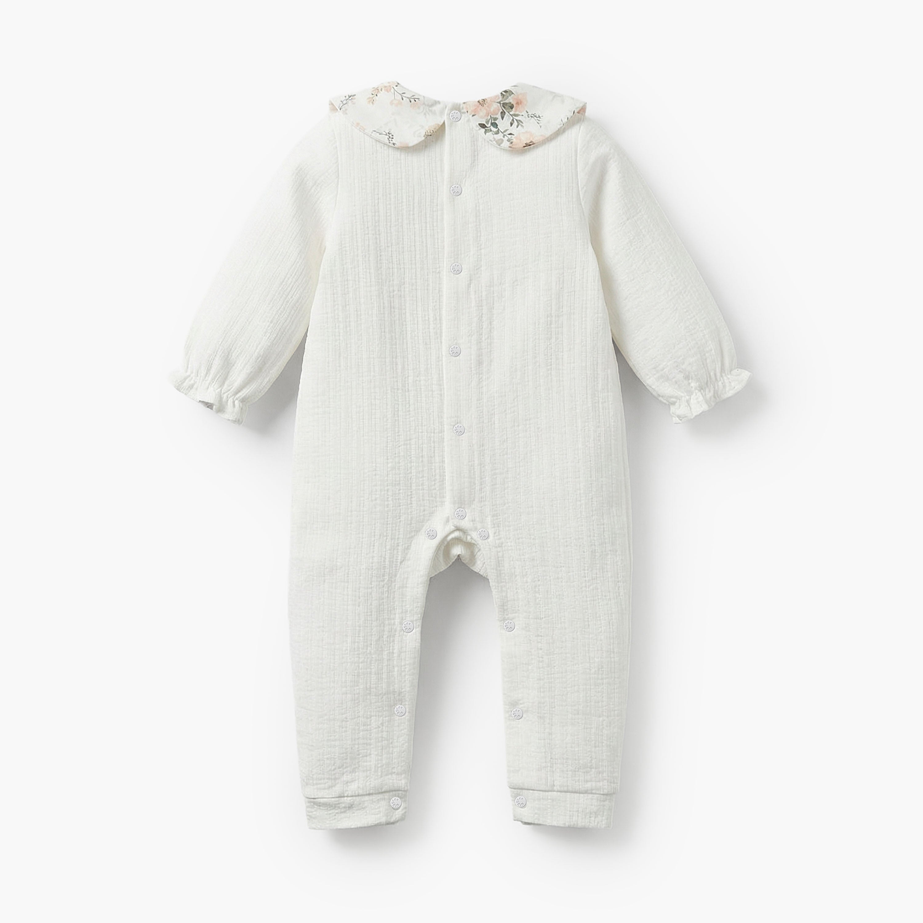 Giggles Cotton Peter Pan Collar Long Sleeves Sleepsuit with Floral Print