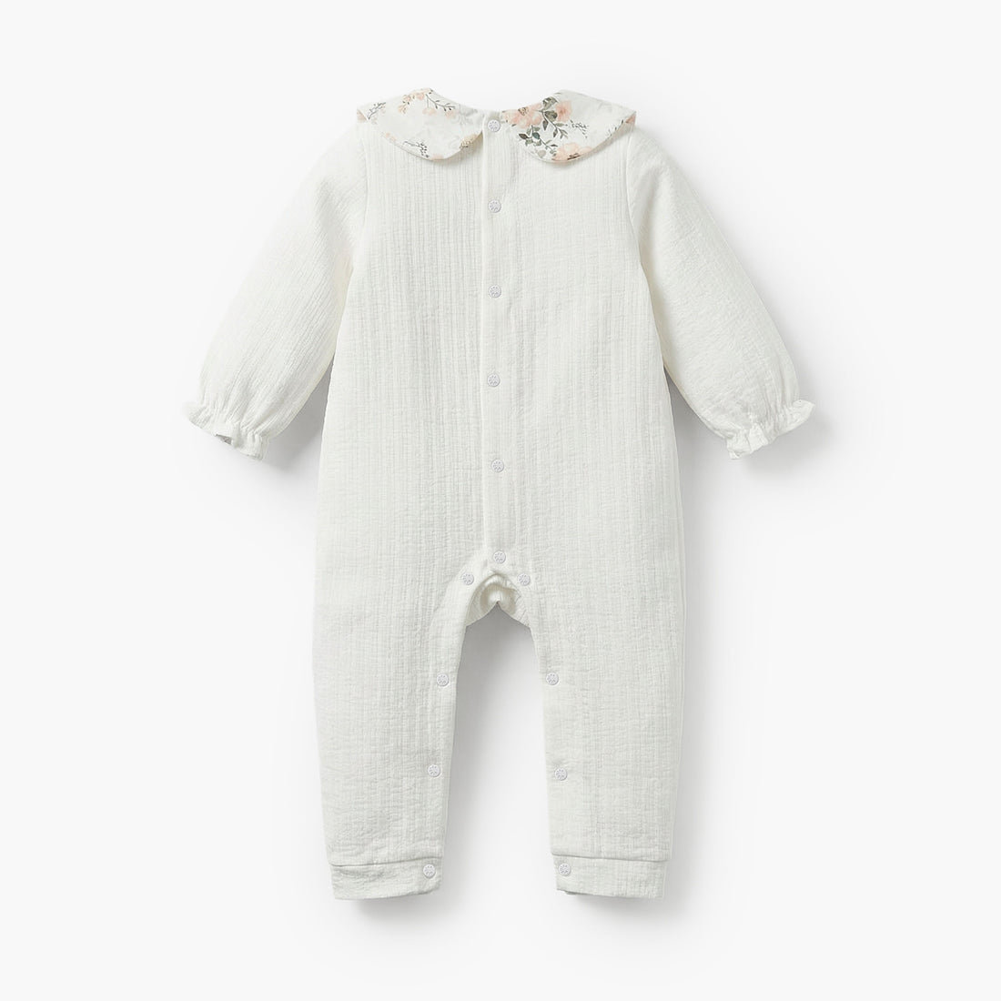 Giggles Cotton Peter Pan Collar Long Sleeves Sleepsuit with Floral Print