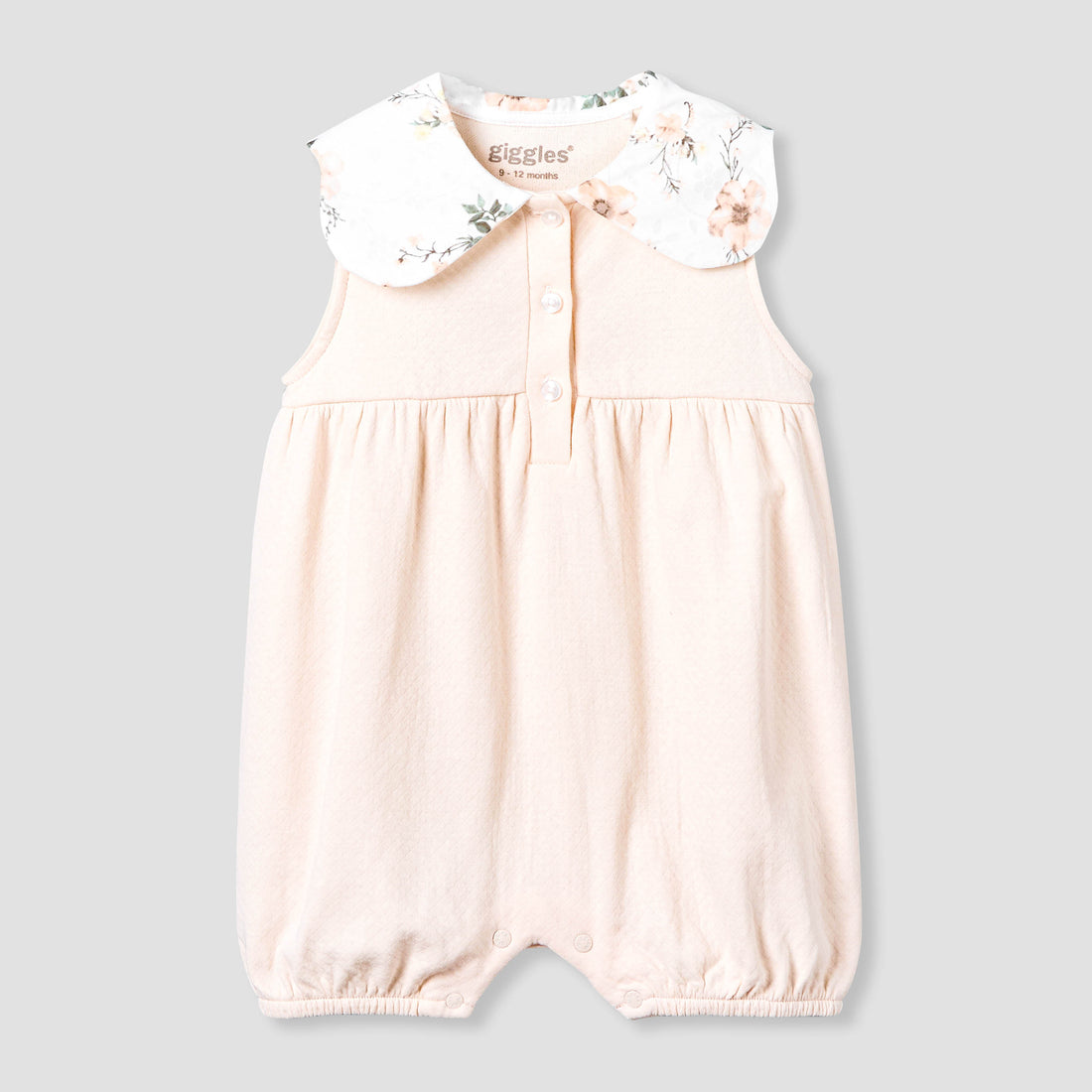Giggles Peter Pan Collar Sleeveless Romper with Floral Print
