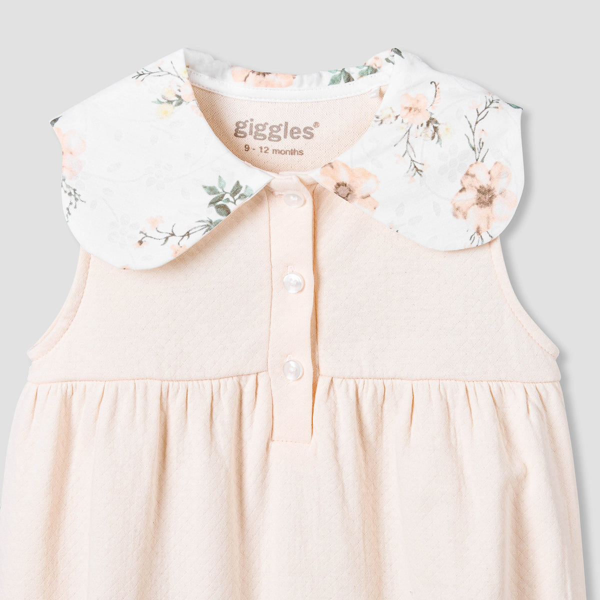 Giggles Peter Pan Collar Sleeveless Romper with Floral Print