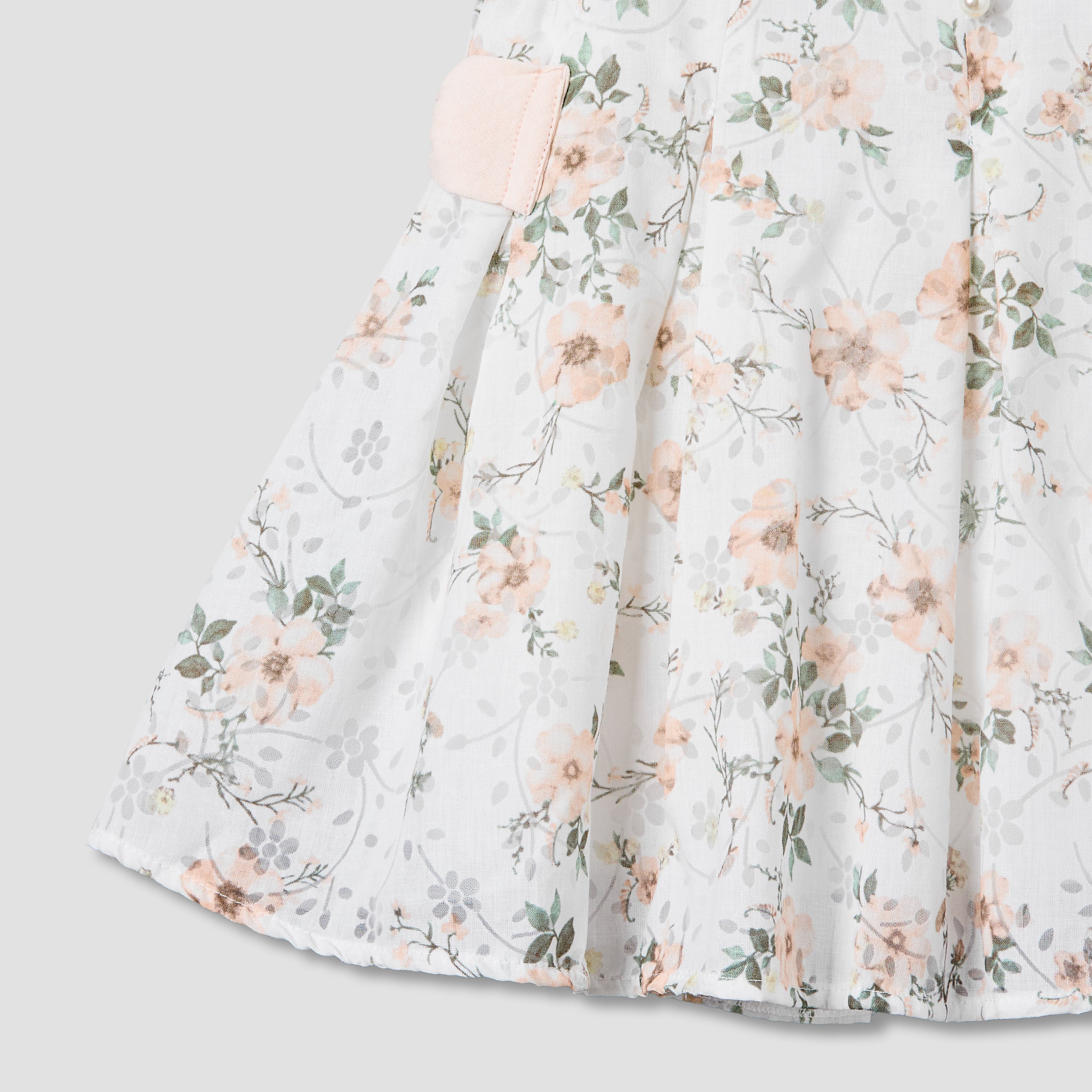 Giggles Round Neck Sleeveless A-line Dress with Floral Print
