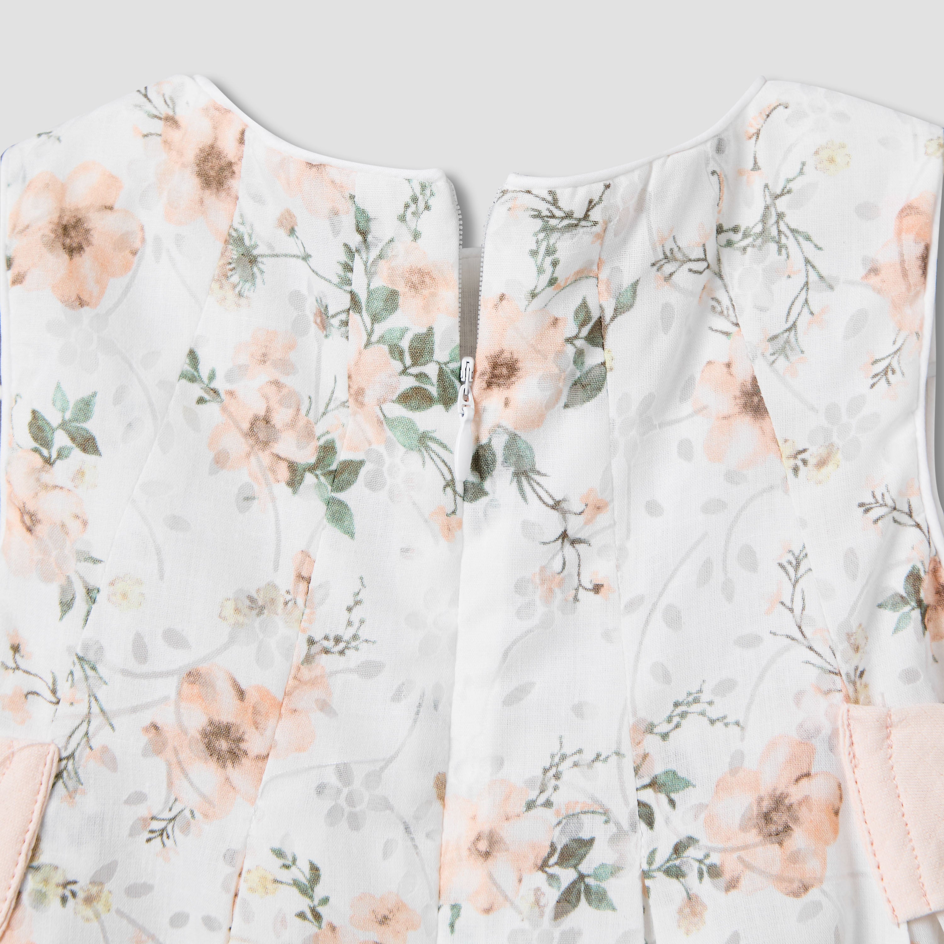 Giggles Round Neck Sleeveless A-line Dress with Floral Print