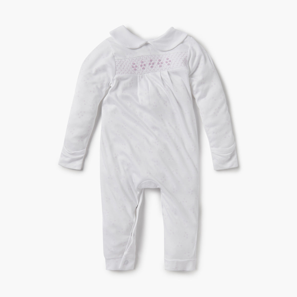 Giggles Heart Print Sleepsuit with Long Sleeves and Button Closure