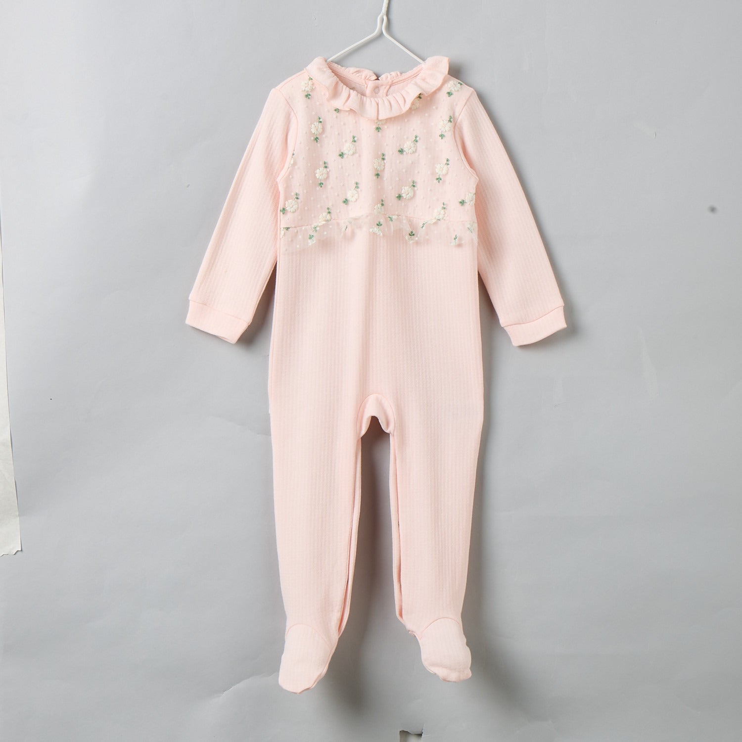 Giggles Cotton Round Neck Long Sleeves Sleepsuit with Snap Button Closure