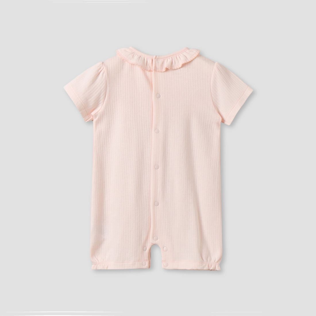 Giggles Round Neck Short Sleeves Romper with Snap Button Closure