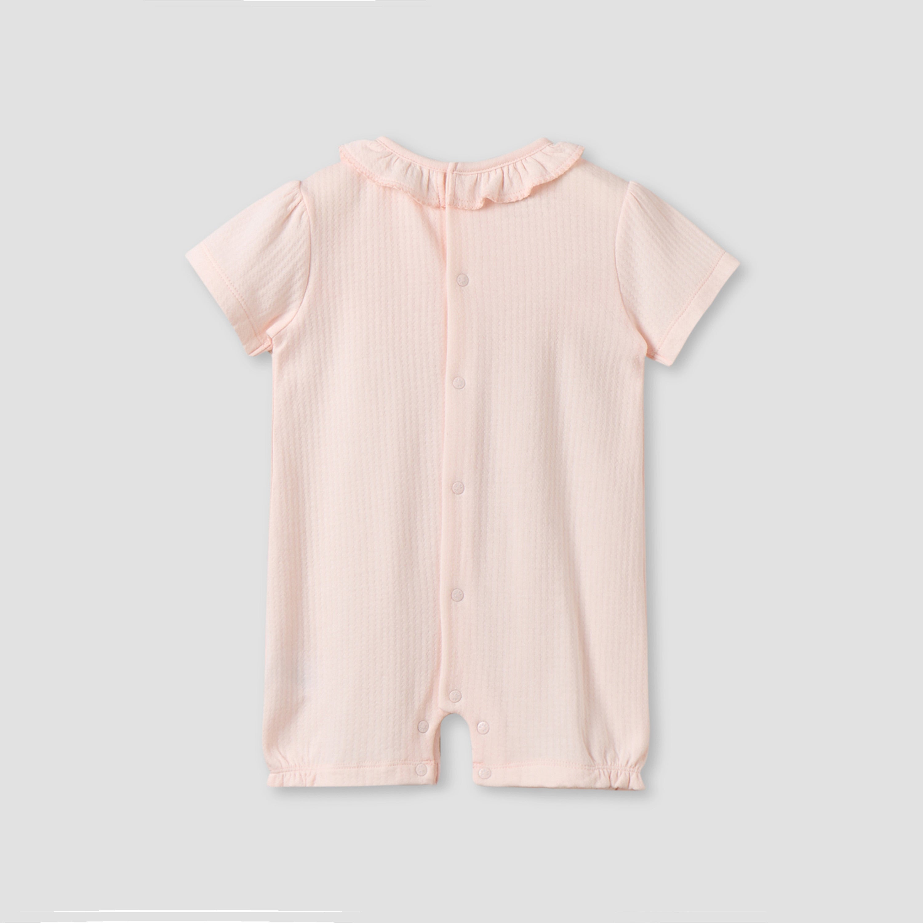 Giggles Round Neck Short Sleeves Romper with Snap Button Closure
